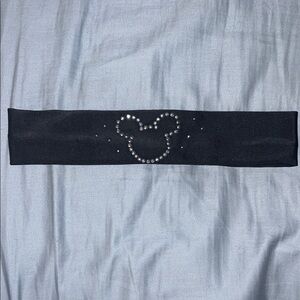 Black Headband with Rhinestone Mouse Design